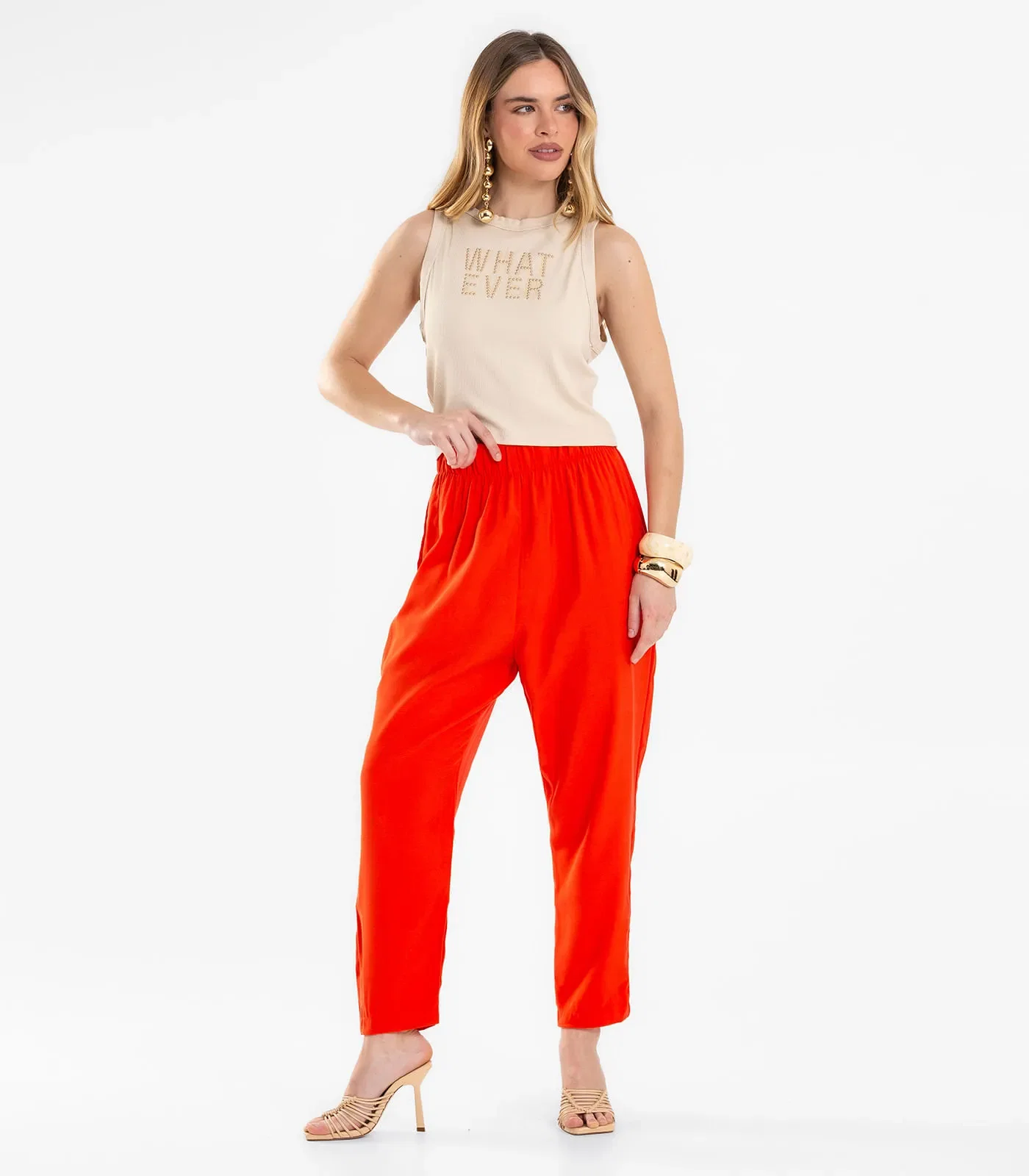 Calça Feminina Em Alfaiataria Endless Laranja
