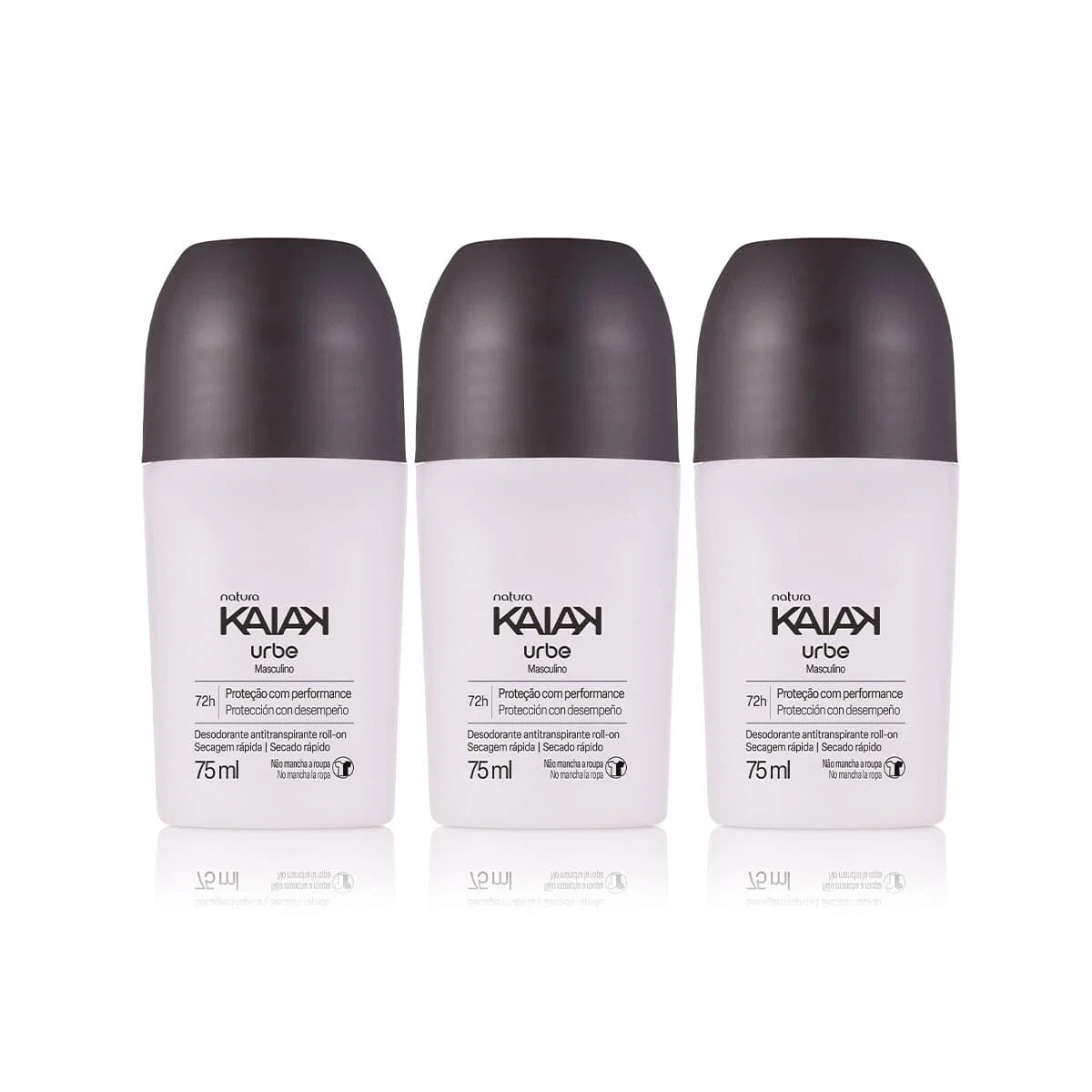 Kit Desodorante Antitranspirante Roll-on Kaiak Urbe Masculino 3 un de 75 ml