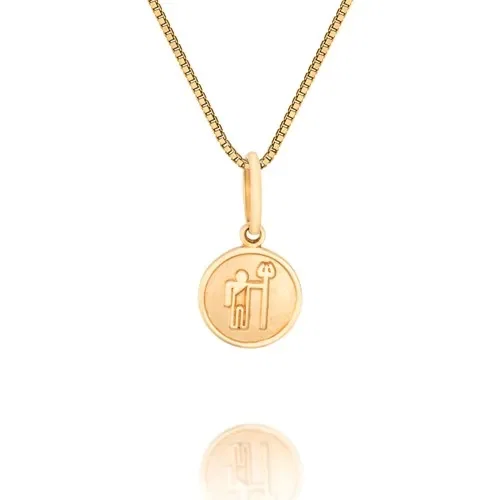 Pingente Medalha Aquário em Ouro Amarelo 18k, 15mm