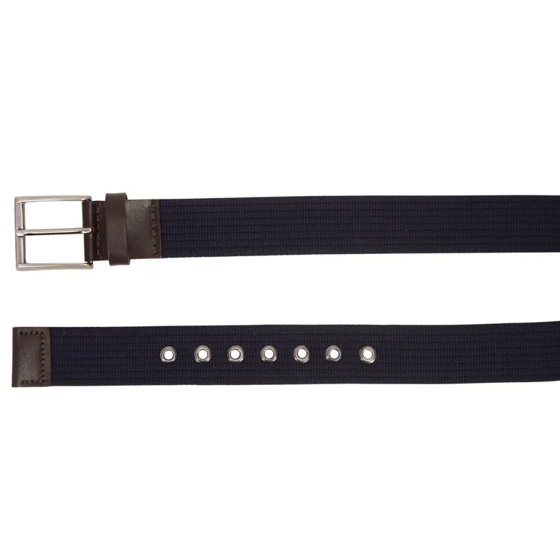 Cinto Masculino Lona Liso Com Acabamento Em Couro
