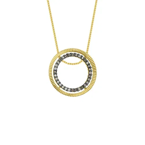 Pingente Simetria em Ouro Amarelo 18k com Diamantes Browns, 19.5mm