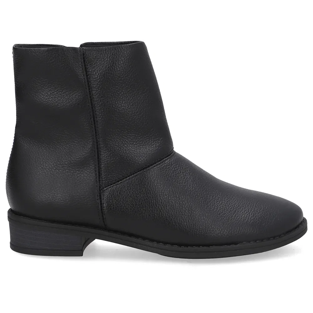 Bota Bico Redondo Preta Couro