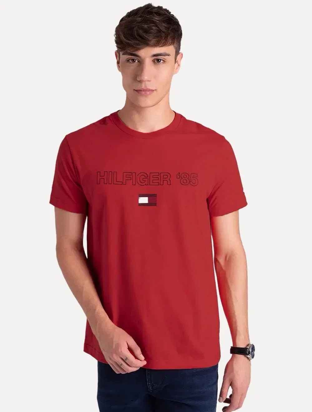Camiseta Tommy Hilfiger Masculina Essential '85 Vermelha — imagem 1