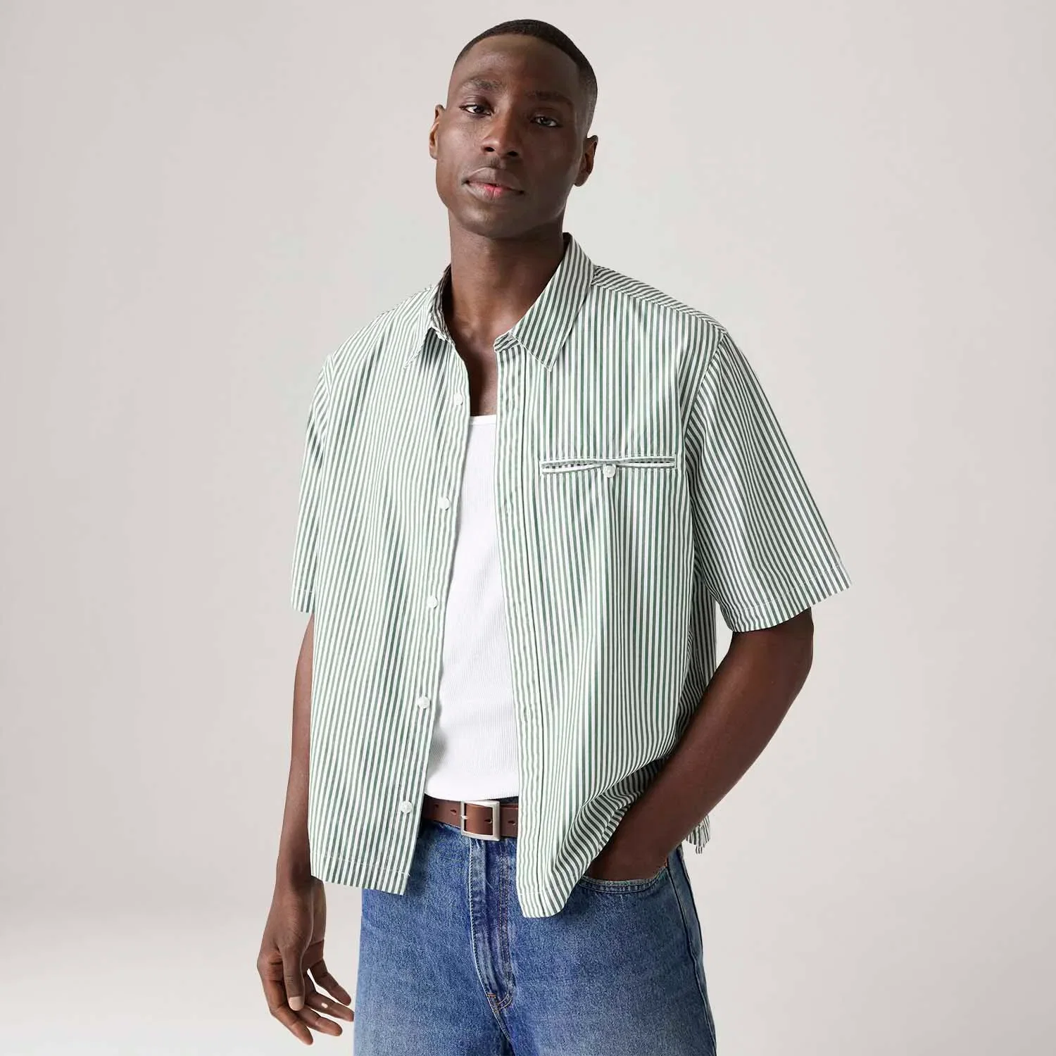 Camisa Levi's® Zandt Cropped Verde Manga Curta — imagem 1