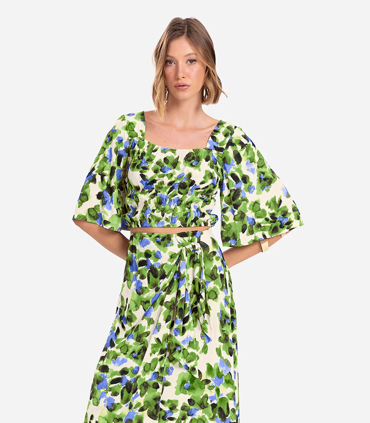 Blusa Cropped Feminina Estampada Endless Verde — imagem 1