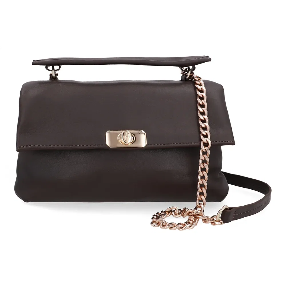 Bolsa Tote Couro Marrom Torniquete