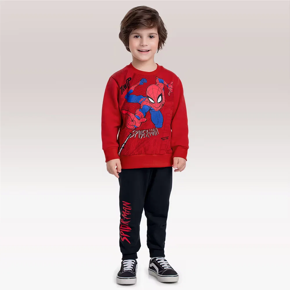 Conjunto blusão e calça em moletom Homem-Aranha