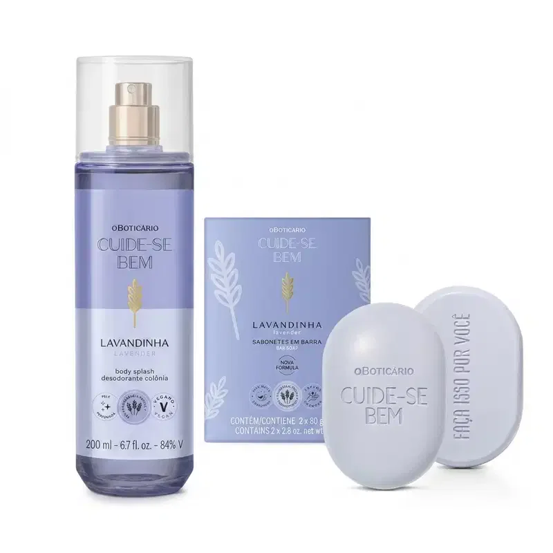 Combo Cuide-se bem Lavandinha: Body Splash 200ml + Sabonetes Em Barra 2x80g