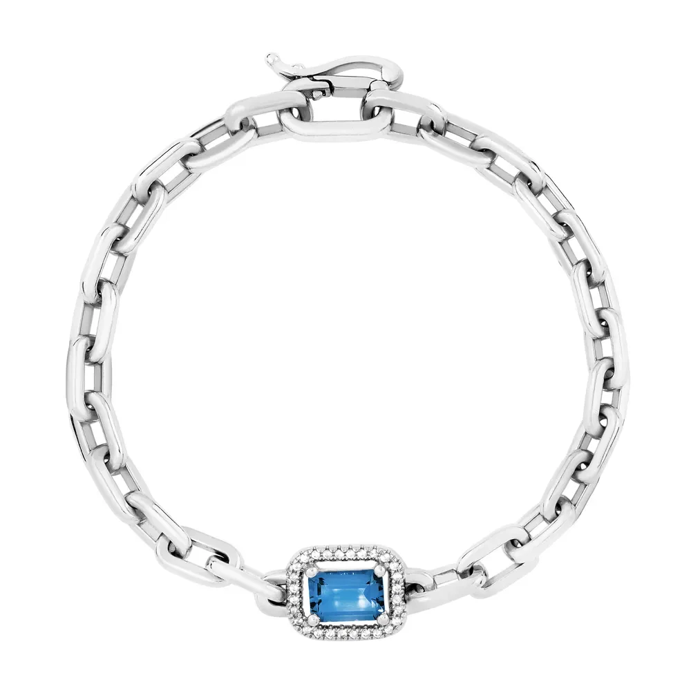 Pulseira Chains em Prata 925 com Topázio London e Safiras Incolores