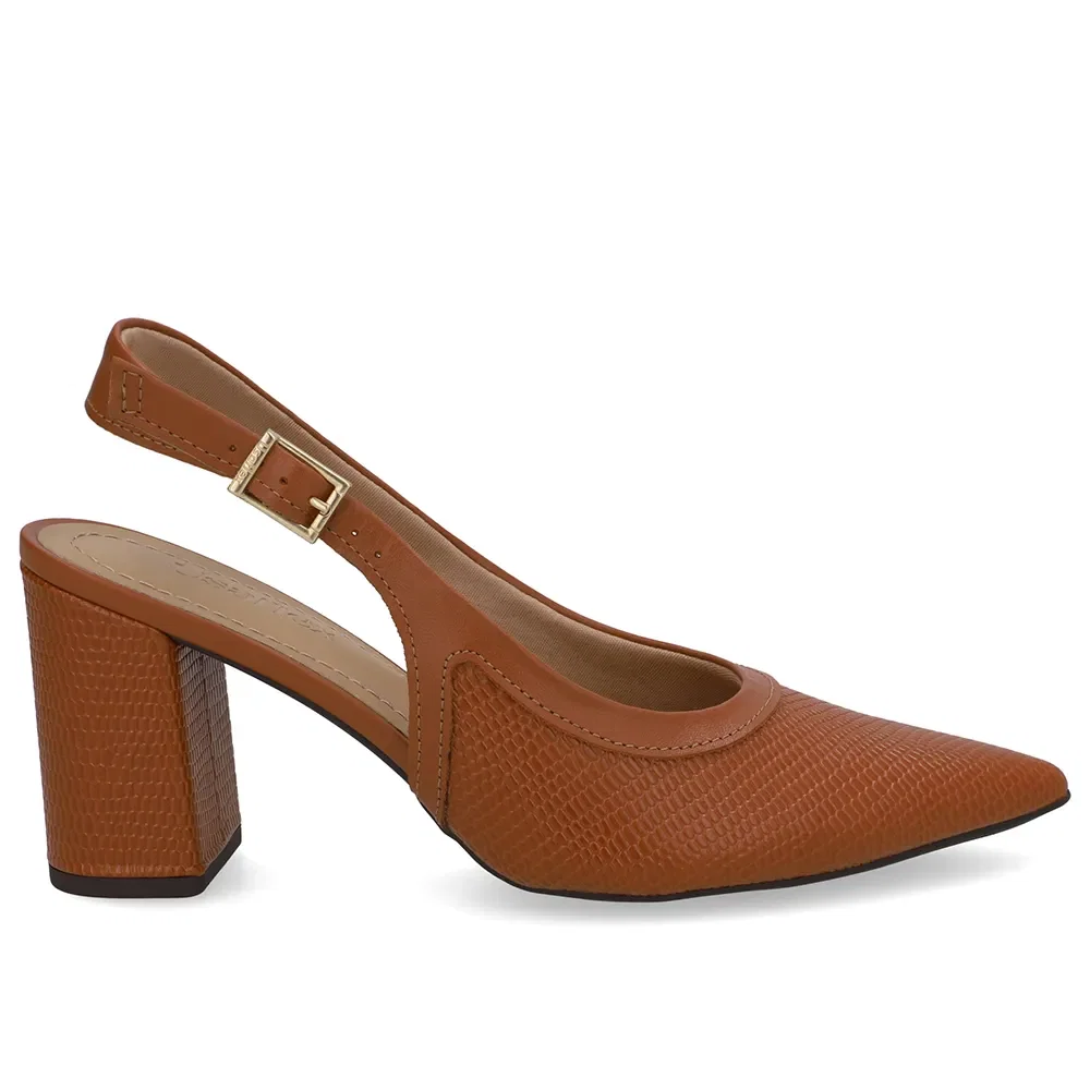 Slingback Marrom Couro Bico Fino — imagem 1