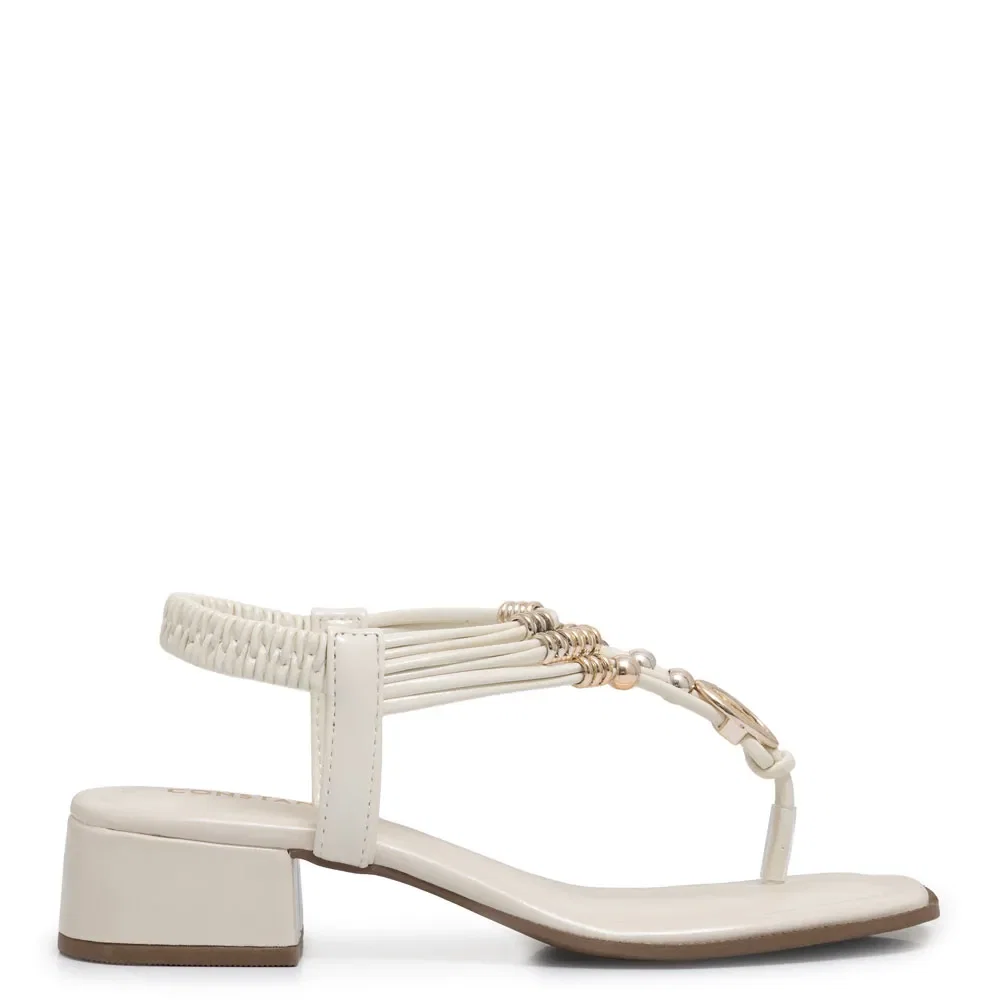 Sandália Off White Enfeites Calce Fácil — imagem 1