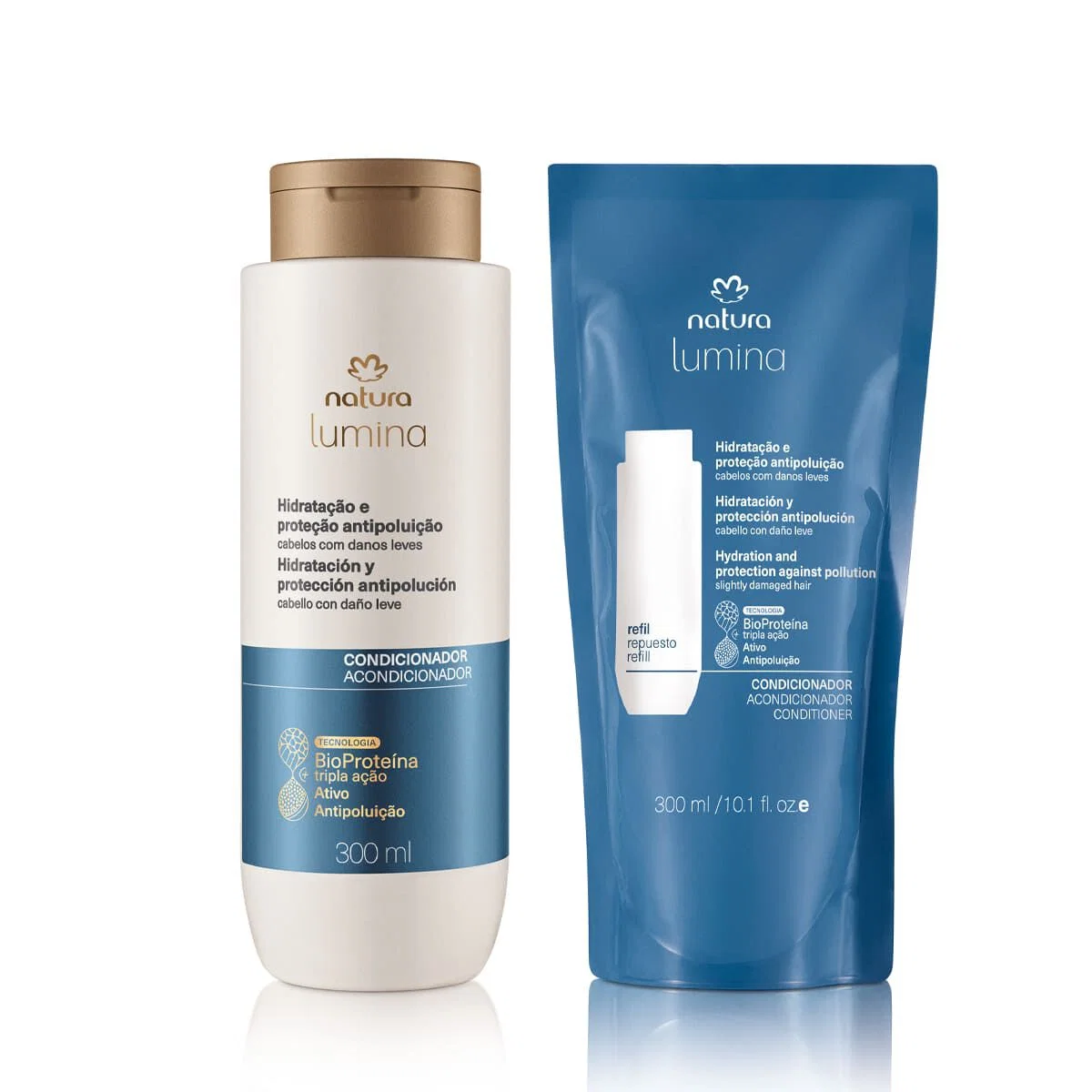Kit Condicionador Protetor Lumina para Hidratação e Proteção Antipoluição com Refil 2 un de 300 ml