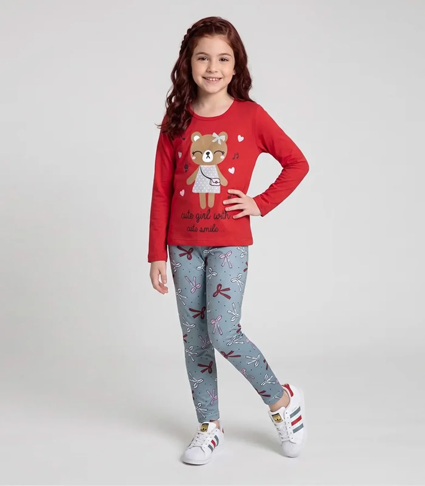 Conjunto Infantil Menina Meia Estação Laluna Vermelho