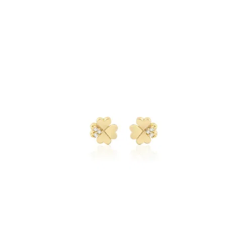Brinco Baby Trevo em Ouro Amarelo 18k com Diamantes — imagem 1