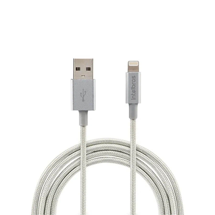Cabo USB-A para Lightning de 1,5m em Nylon Branco EUAL 15NB Intelbras — imagem 1