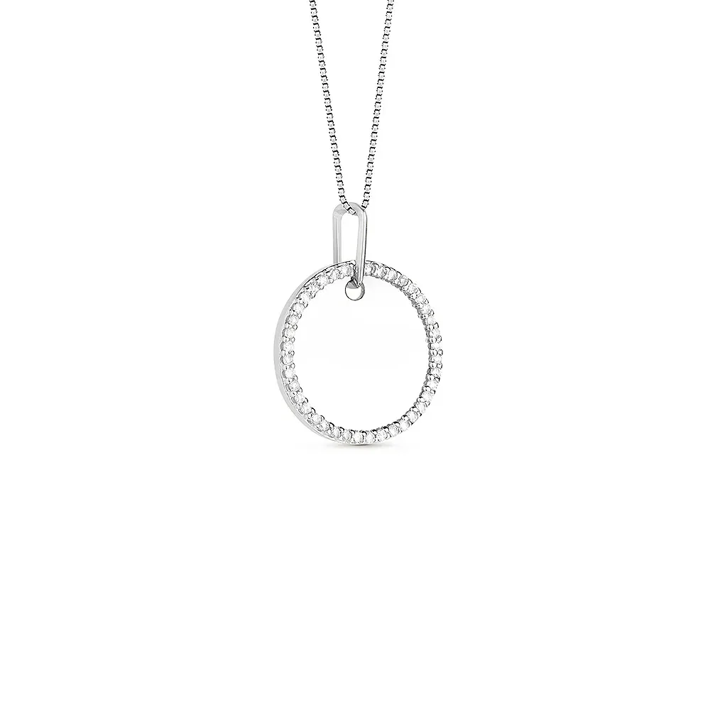 Pingente Personalizável em Ouro Branco 18k com Diamantes, 19mm — imagem 1