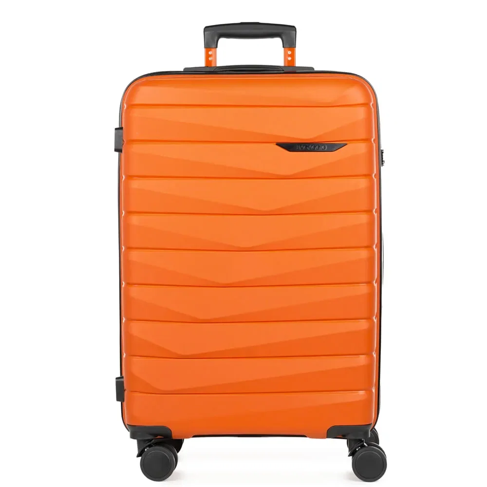 Mala Média 23kg Polipropileno 4 Rodas Route Laranja