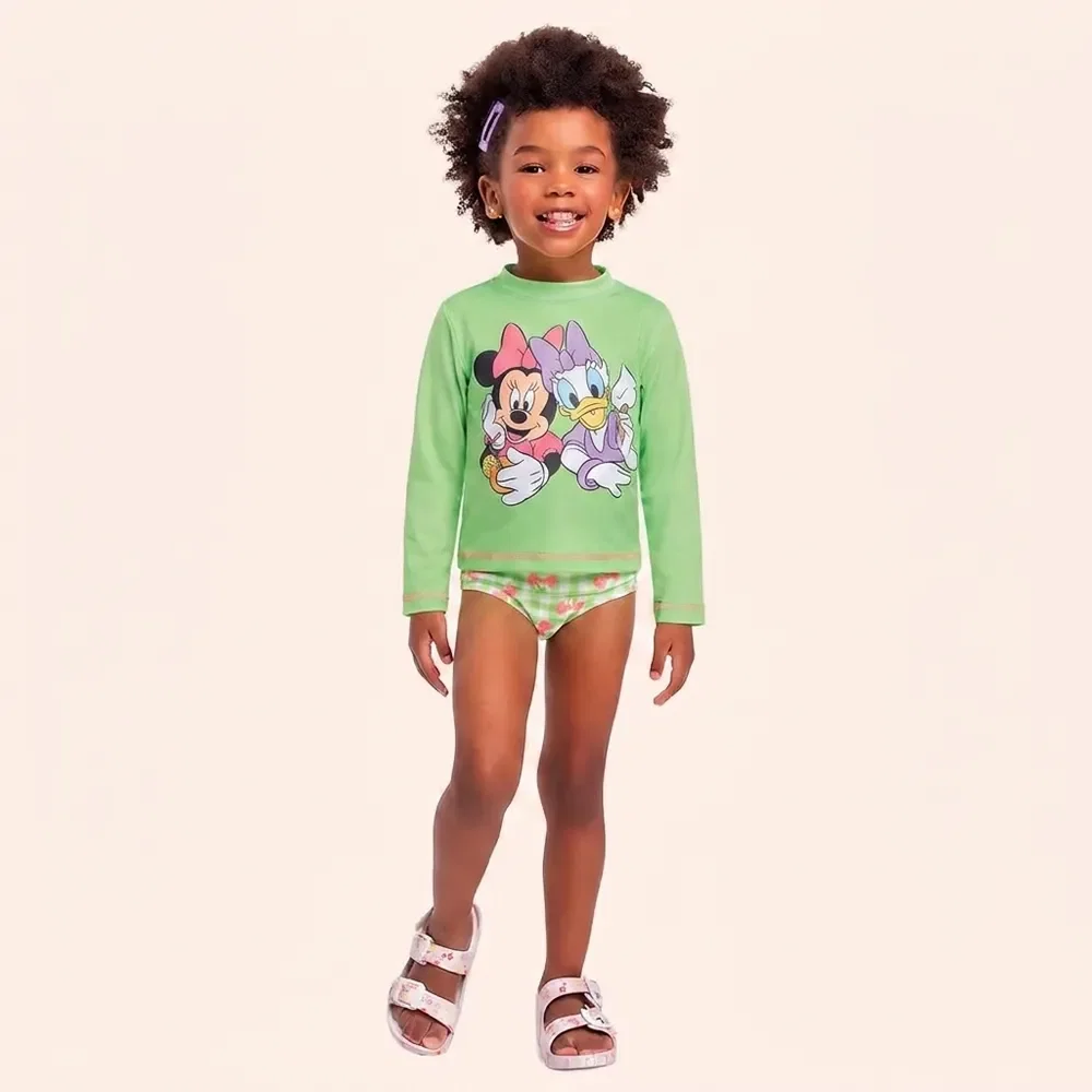 Conjunto infantil blusa manga longa e calcinha Minnie moda praia — imagem 1