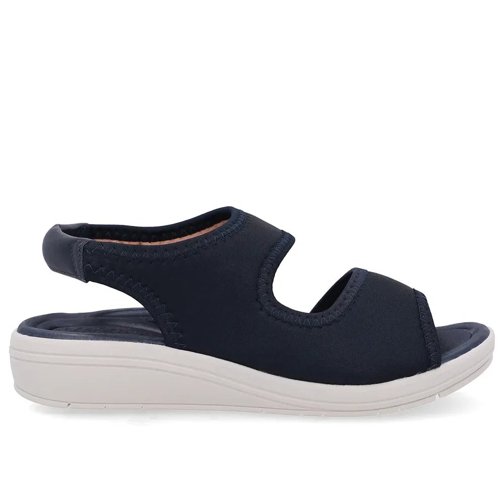 Sandália Salto Anabela Elastano Azul Costura — imagem 1