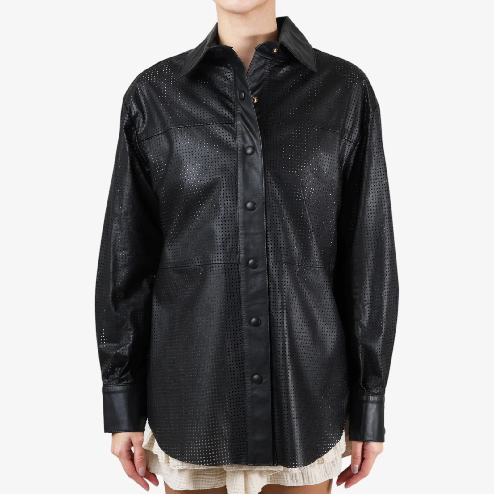 Camisa Manga Longa Couro Preto
