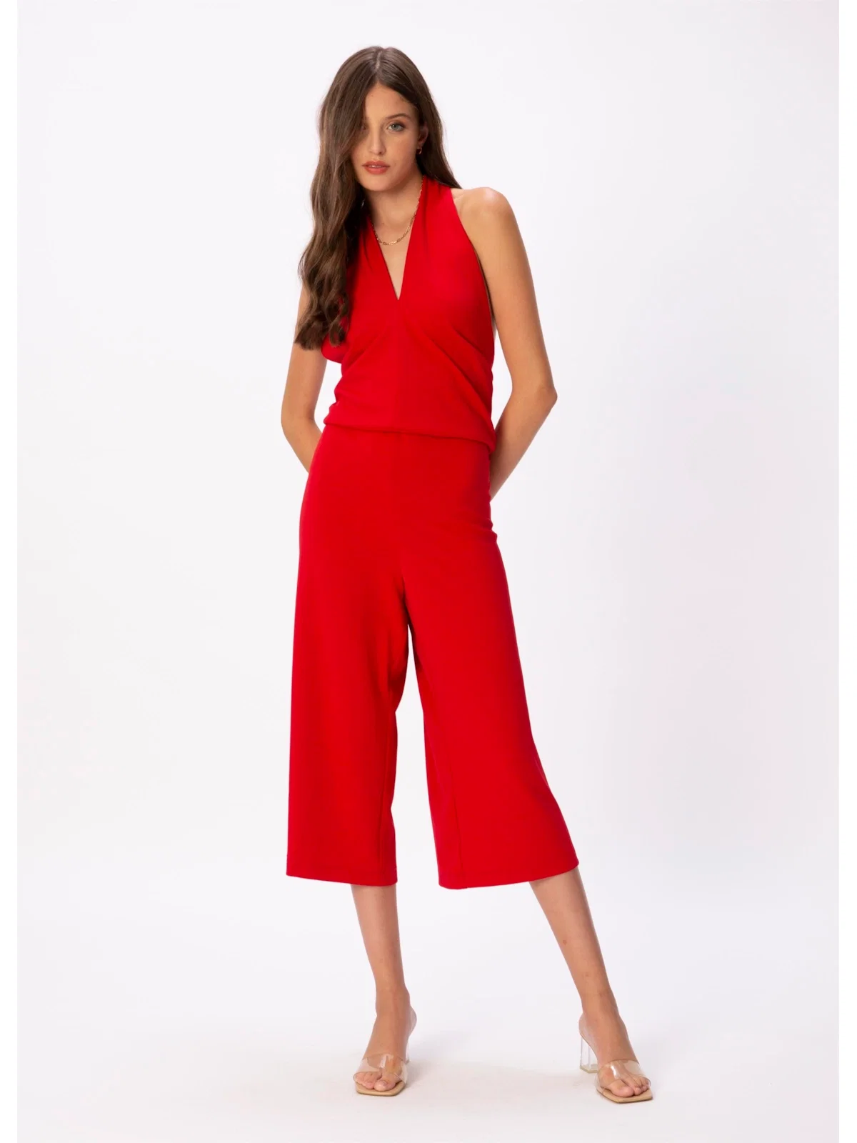 Macacao Transpasse Gola Vermelho