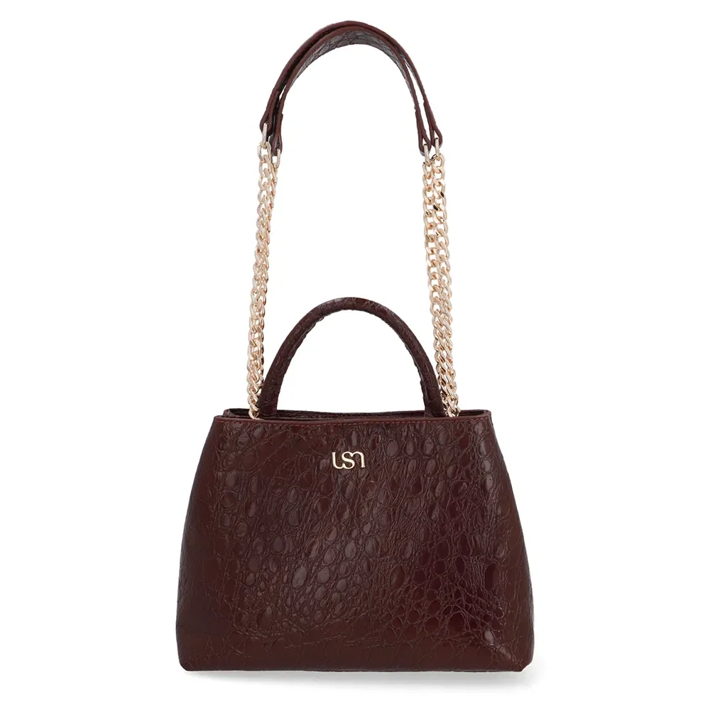 Bolsa Tote Couro Croco Vermelha Detalhe Corrente — imagem 1