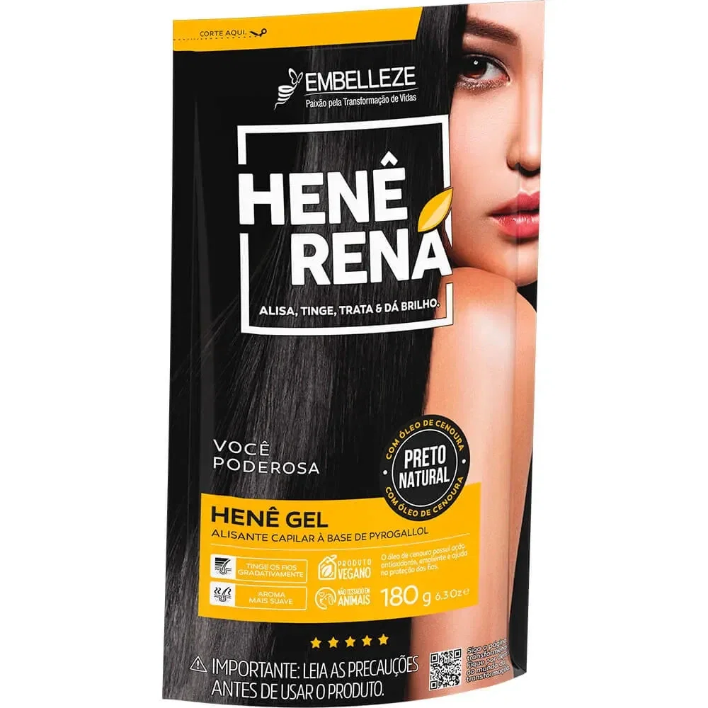 Henê Gel Rená Preto Natural 180g