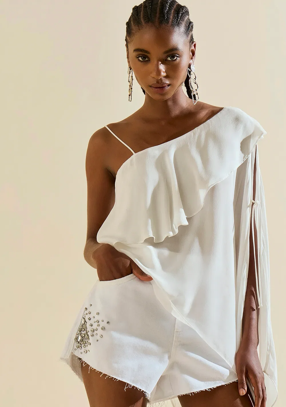 Shorts Morena Rosa Reto Média Branco — imagem 1