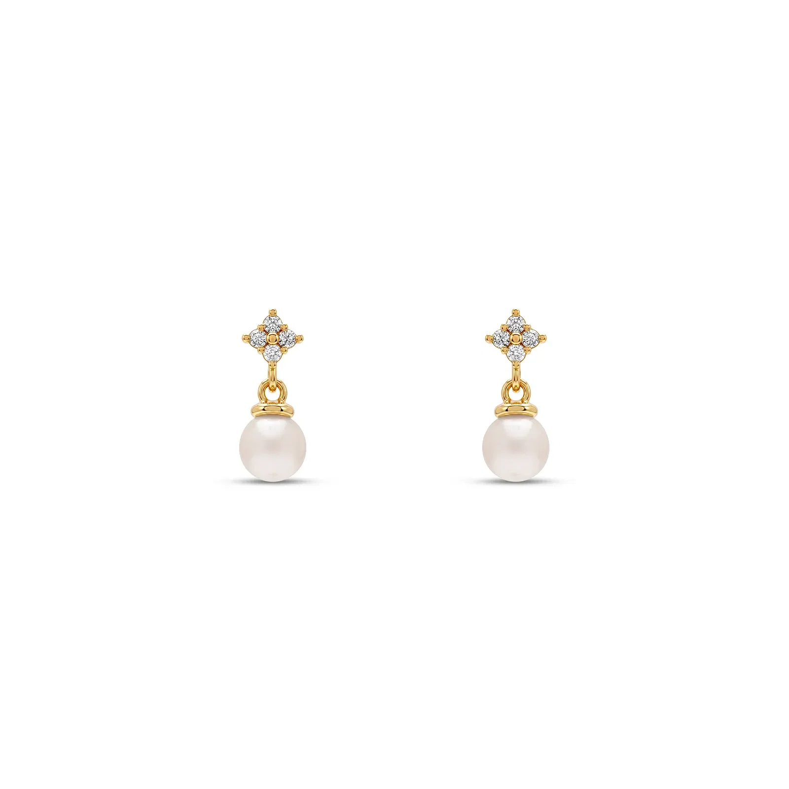 Brinco Life Petit Pérola em Prata 925 com Banho de Ouro Amarelo 18k e Zircônia Incolor — imagem 1