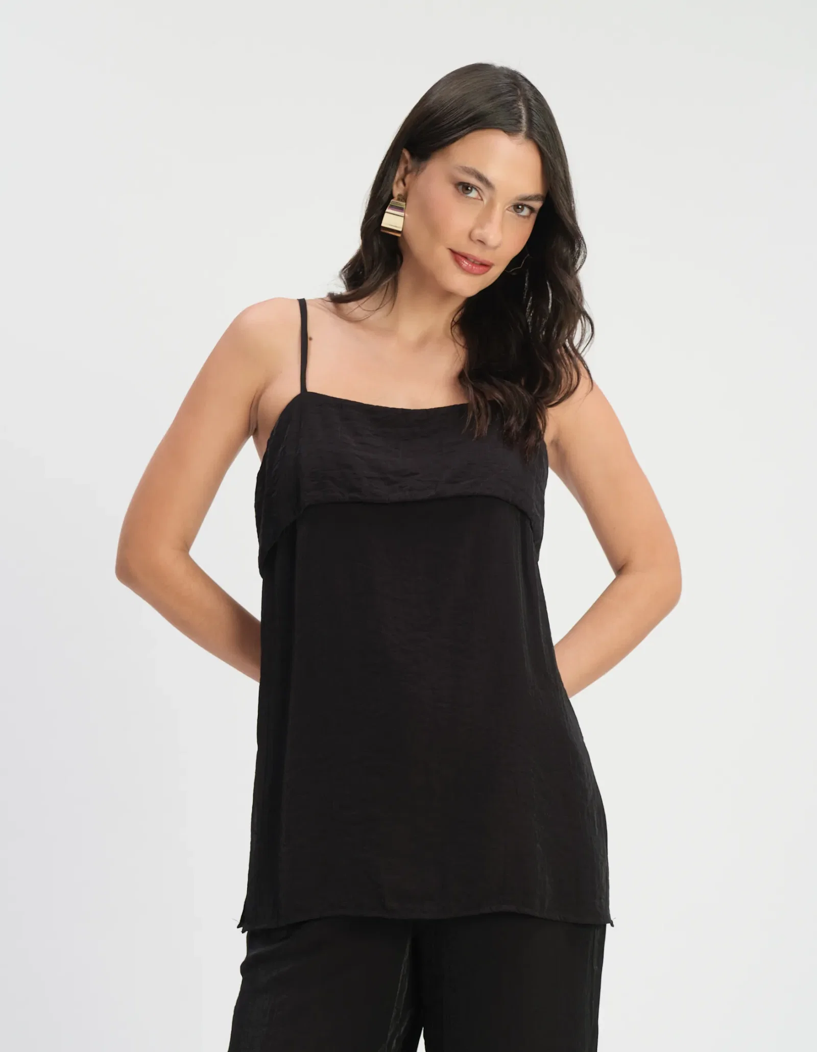 Blusa Alça Fina Pala - Preto — imagem 1