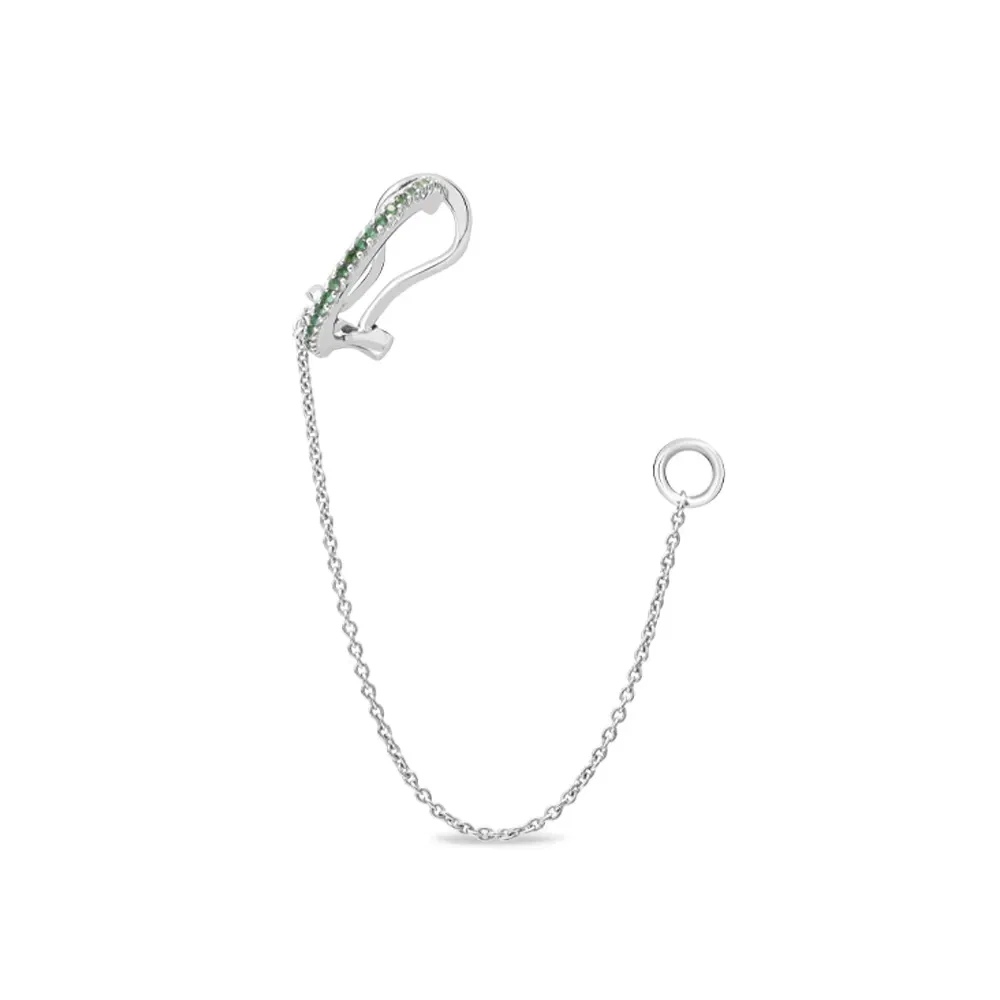 Piercing de Pressão Life Glam II Prata Cravejado Verde — imagem 1