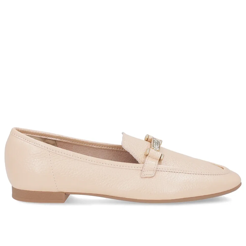 Loafer Laranja Perolado Couro Strass