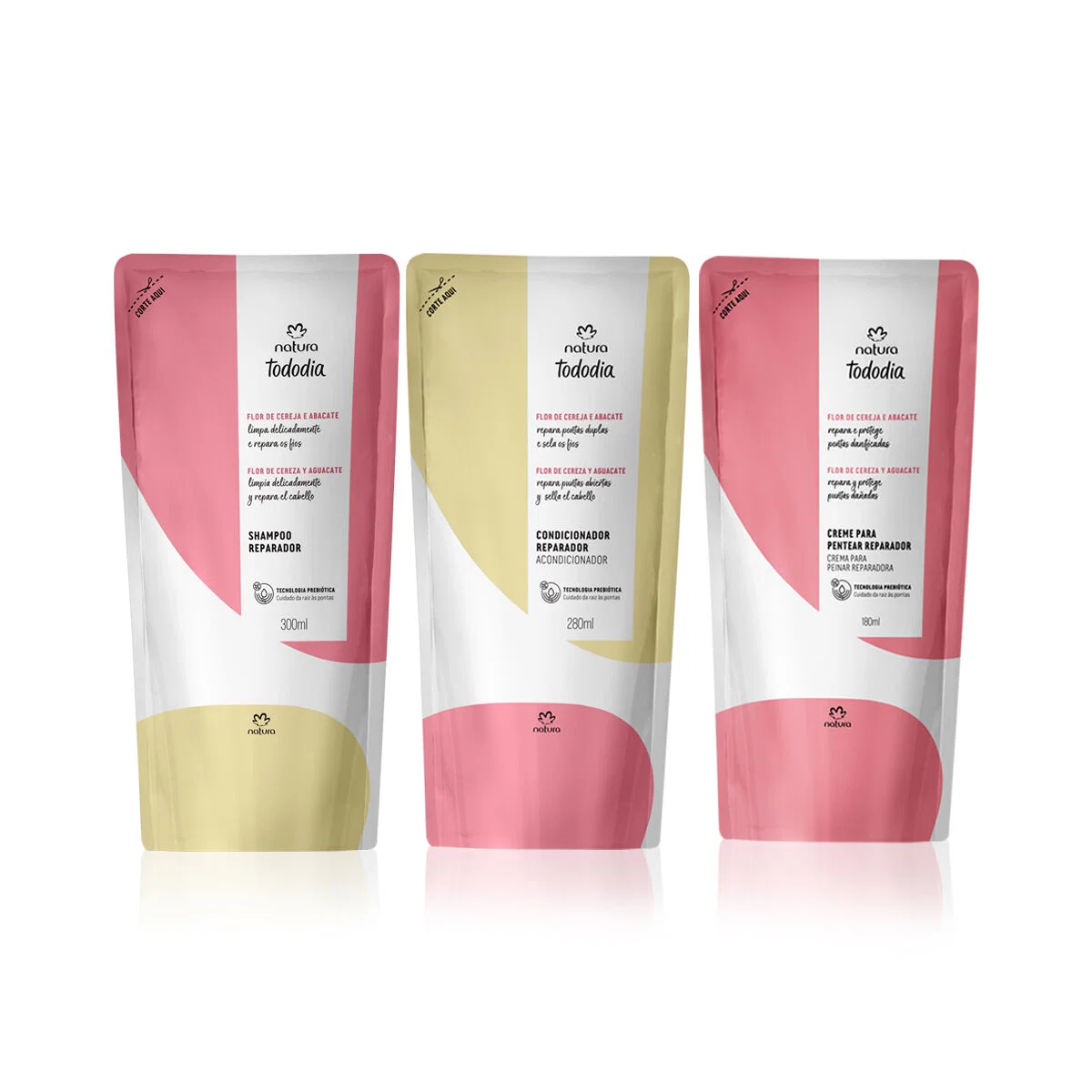 Kit Refil Natura Tododia Shampoo, Condicionador e Creme para Pentear Reparador (3 produtos)