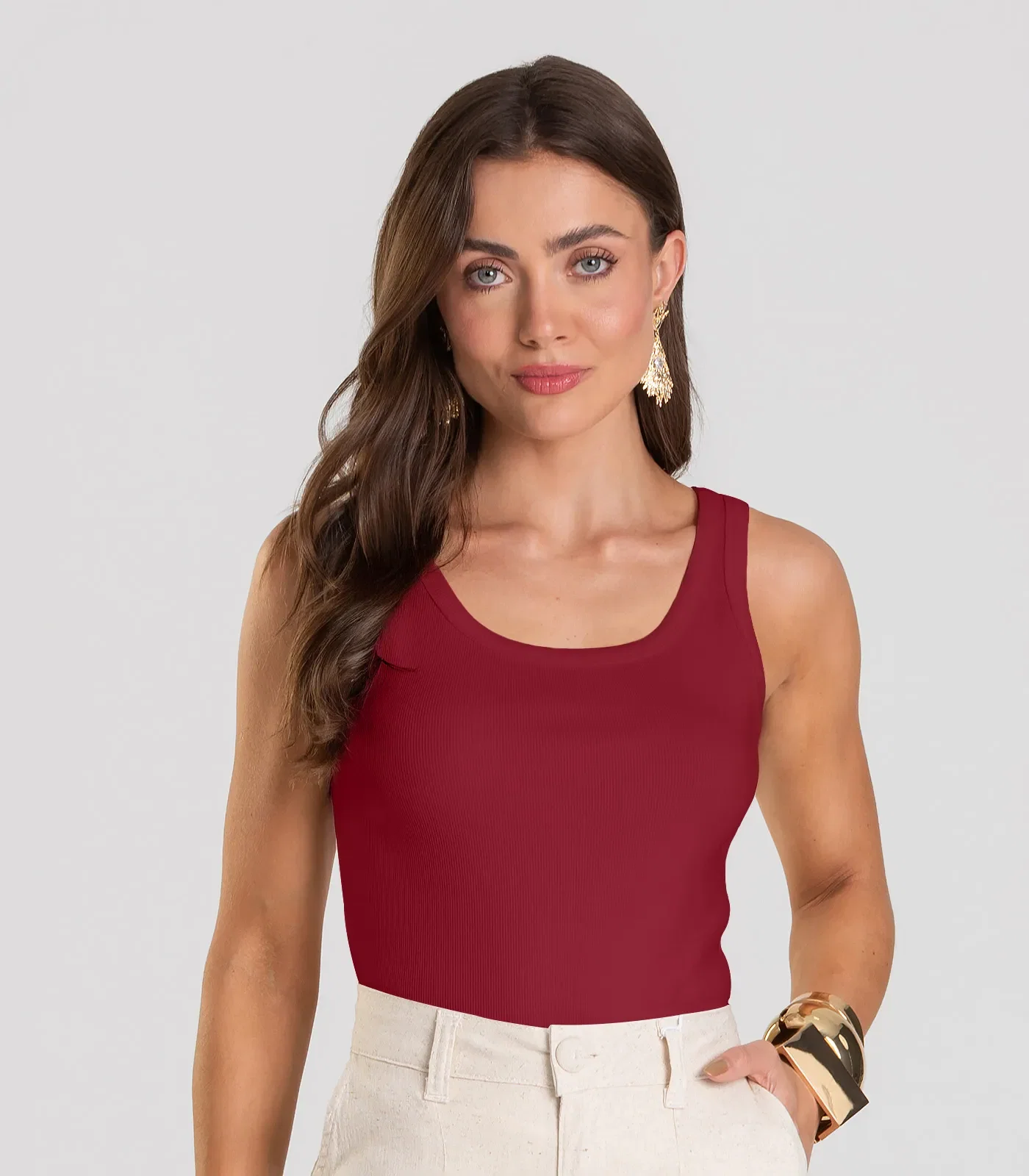 Regata Feminina Canelada Dianna Vermelho