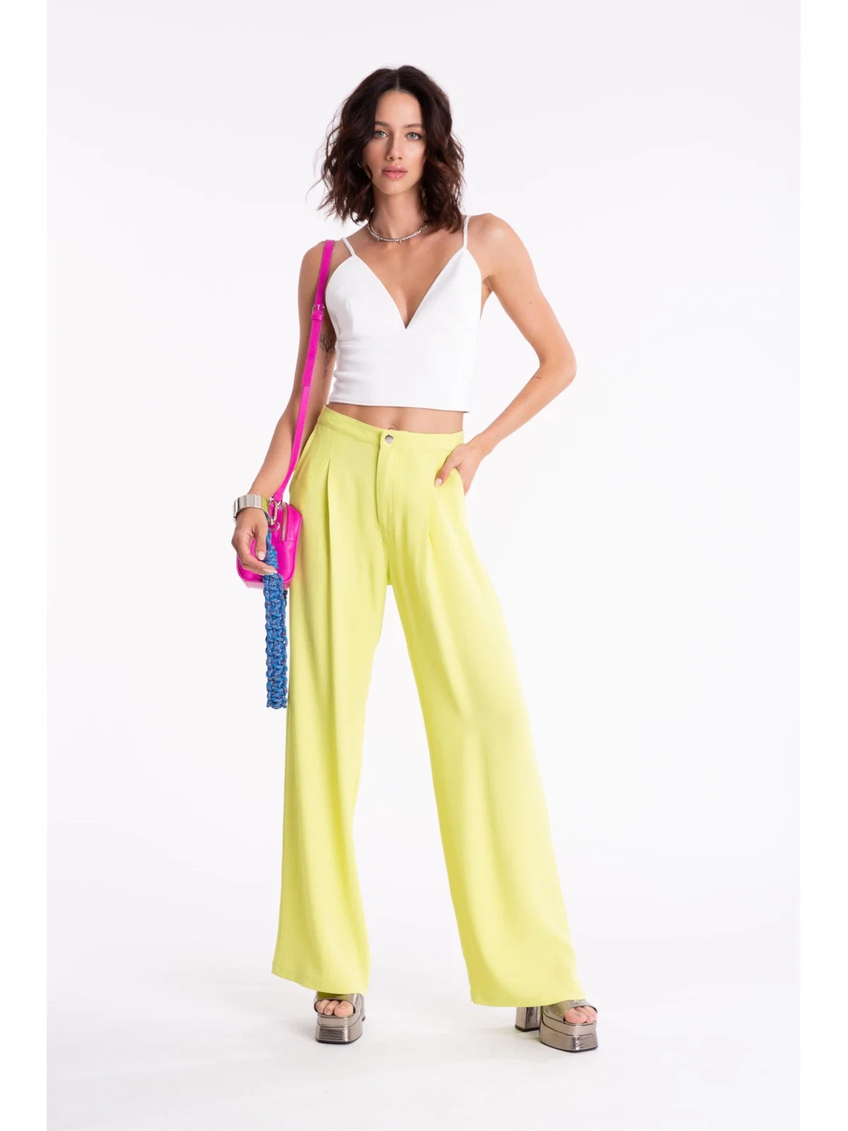 Calça Soft Crepe Pantaloon Amarelo Limao — imagem 1
