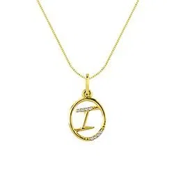 Pingente Letra I em Ouro Amarelo 18k com Diamantes, 15mm — imagem 1