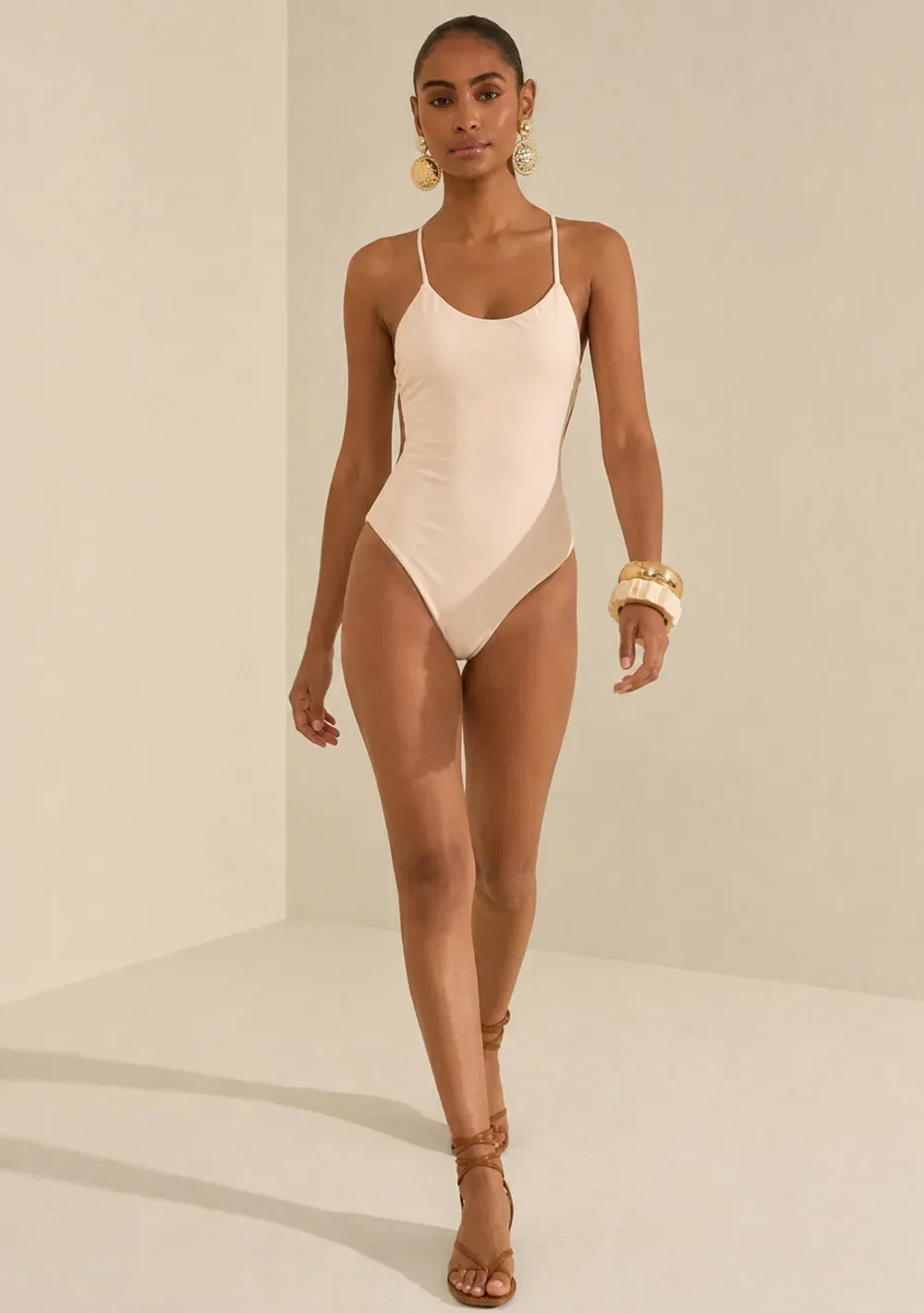 Maiô Morena Rosa Decote Redondo Com Bojo Off White