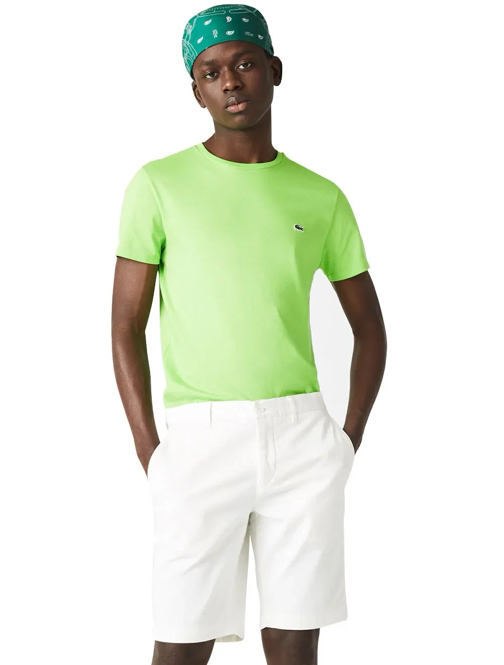 Bermuda Lacoste Masculina Sarja Slim Cotton Stretch Branca
