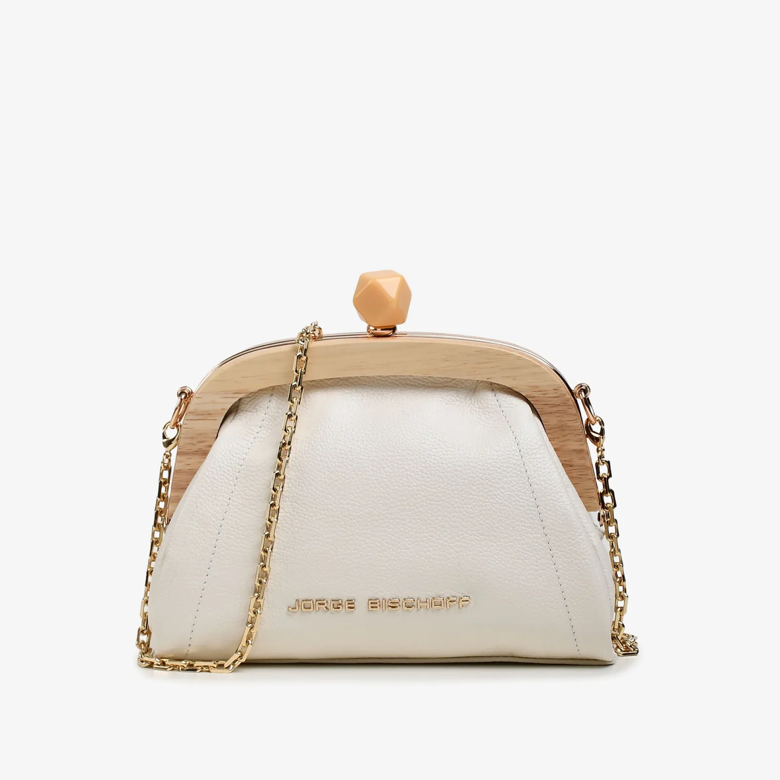Bolsa Clutch Off White Algodão Couro