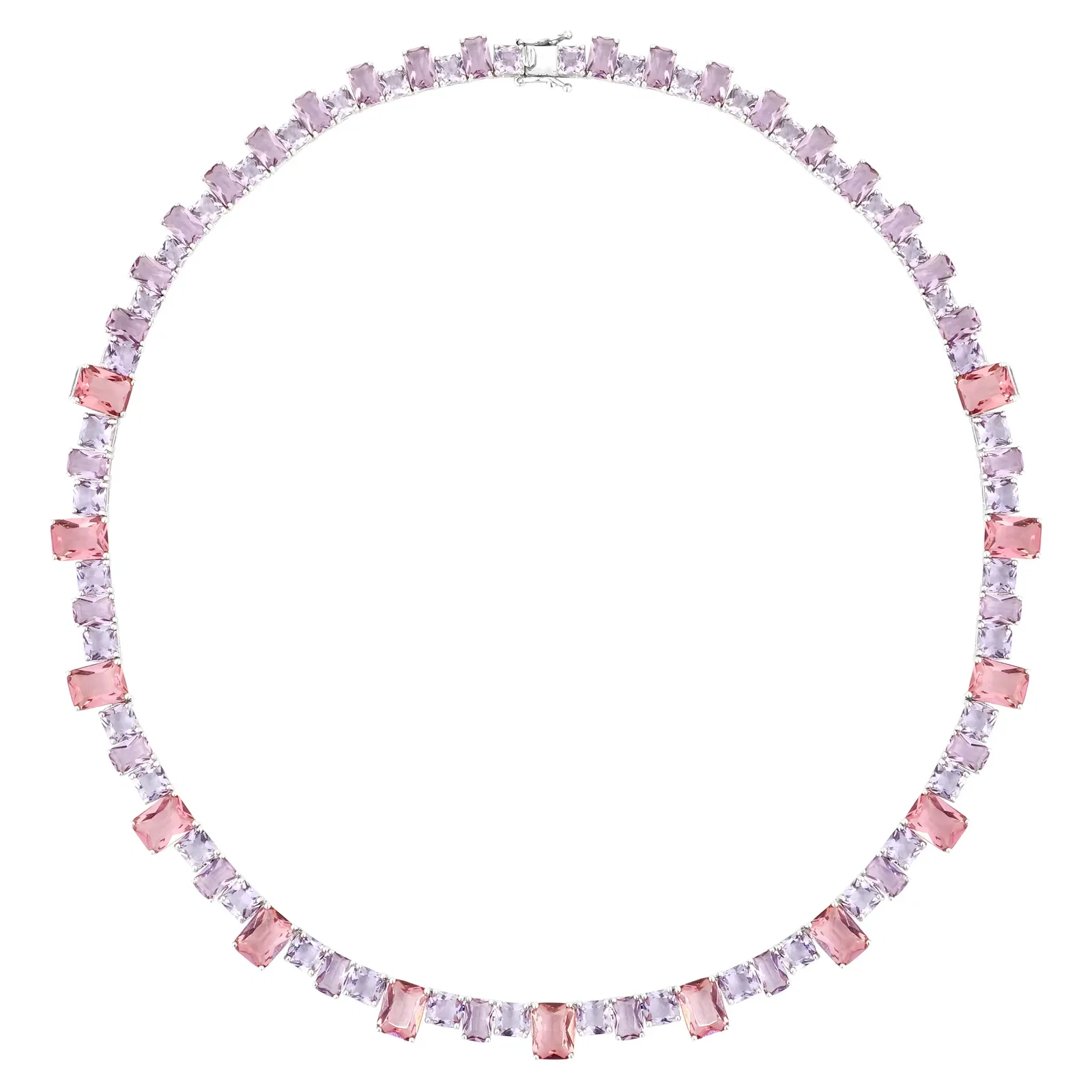 Colar Life Colors II em Prata 925 com Cristais Rosas e Roxos — imagem 1
