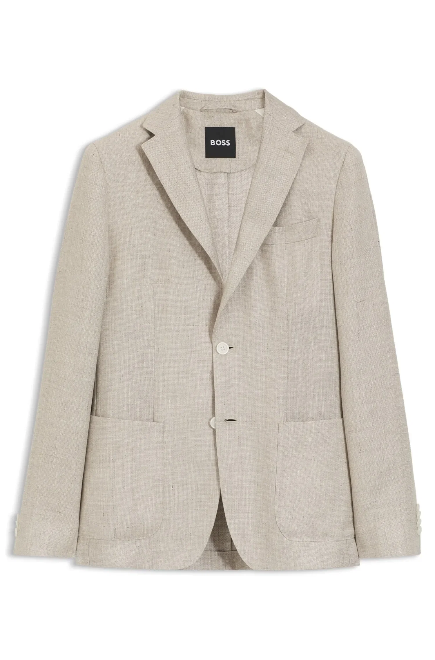 Blazer Slim Fit Numa Mistura De Linho Com Micropadrão — imagem 1