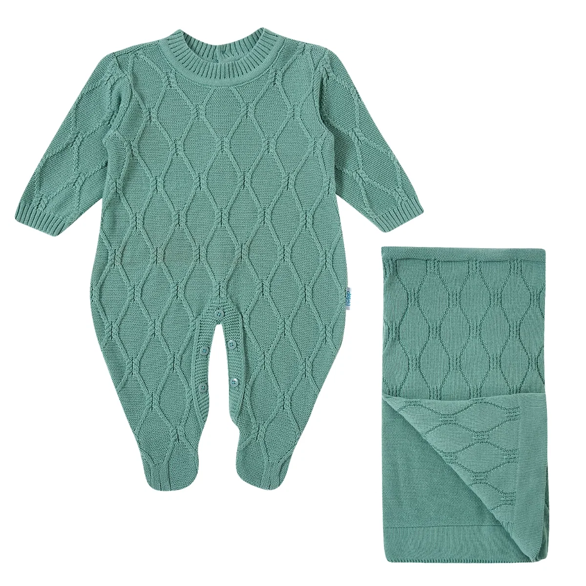 Macacão Com Manta Verde Bebê Saída Maternidade Tricot Tip Top — imagem 1