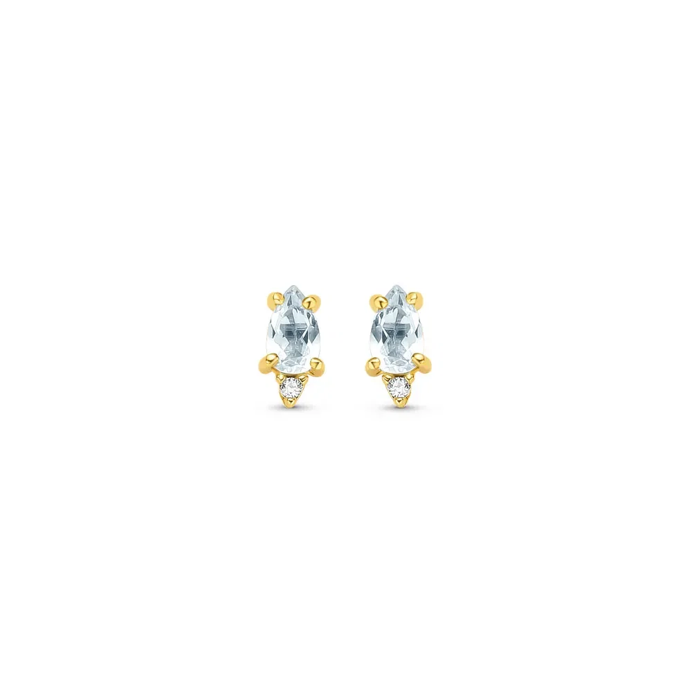 Brinco Baby em Ouro Amarelo 18k com Topázio Sky e Diamantes