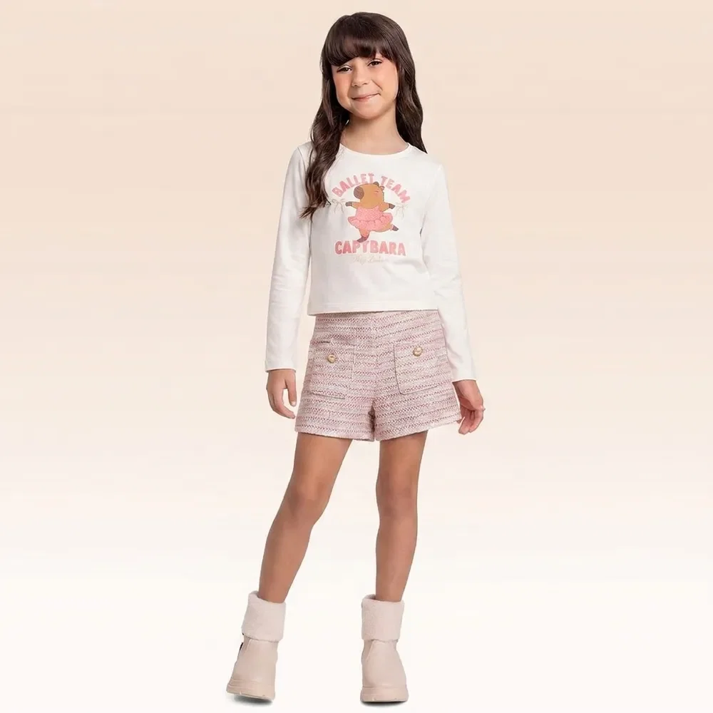 Conjunto blusa manga longa e shorts — imagem 1