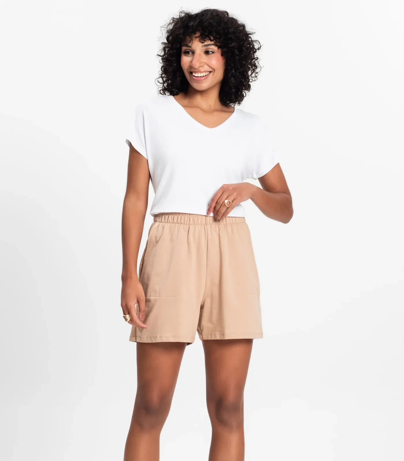 Shorts Moletinho Basic Rovitex Marrom