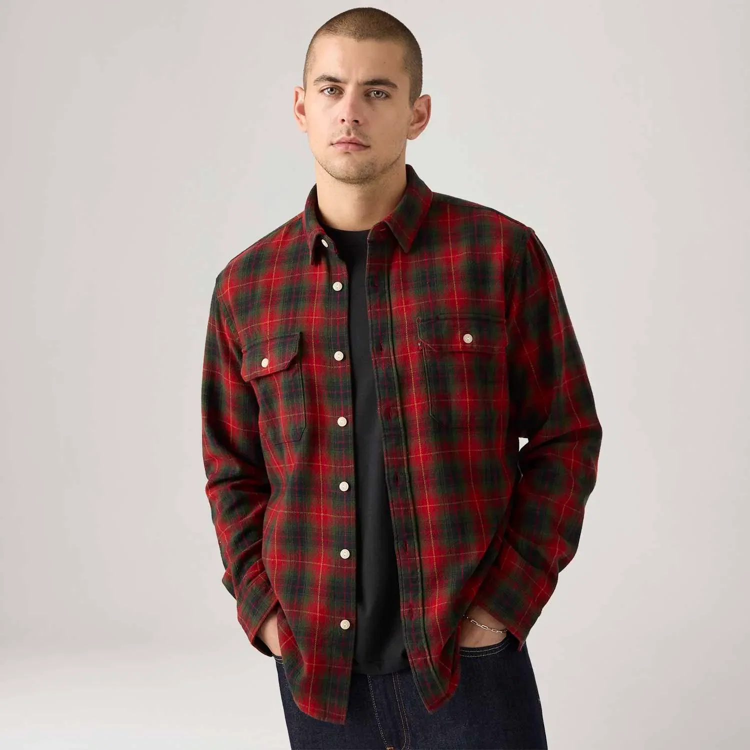 Camisa Jeans Levi's® Jackson Worker Vermelha