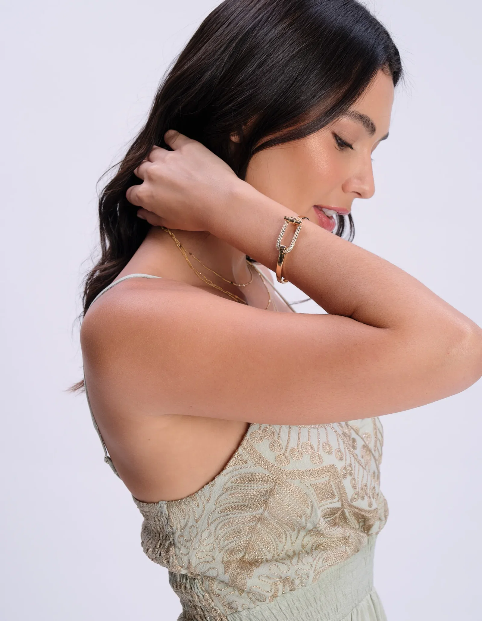 Bracelete Fecho Strass - Dourado