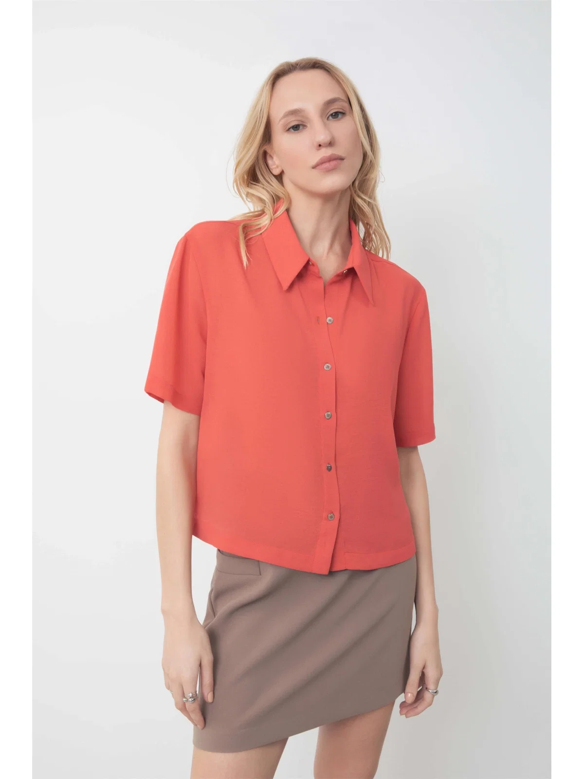 Camisa Cropped Shirt Georgette Off White