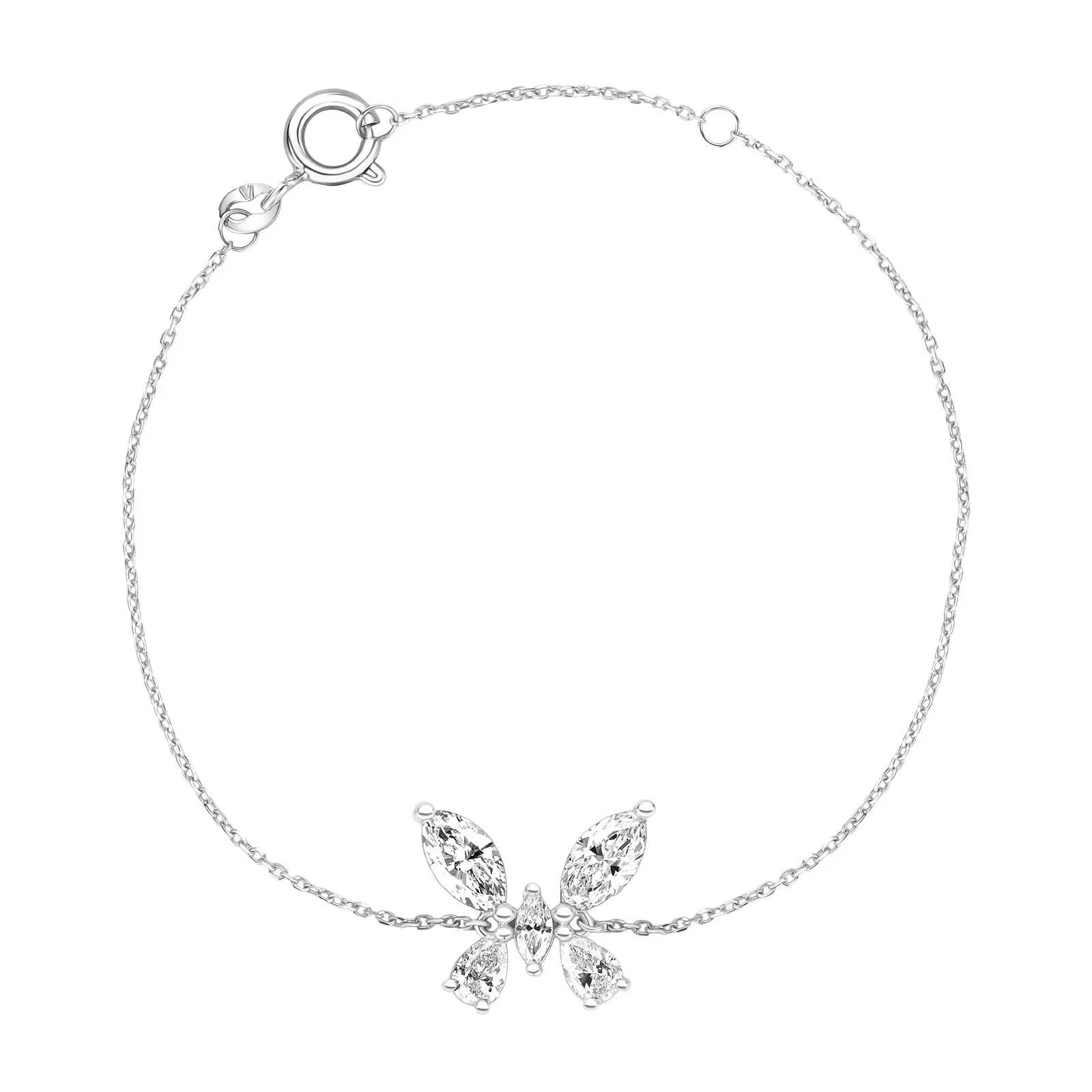 Pulseira Greta Borboleta em Ouro Branco 18k com Diamante de Laboratório 1,50 ct