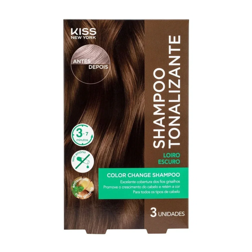 Shampoo Tonalizante Kiss New York Color Change Loiro Escuro 3 Unidades